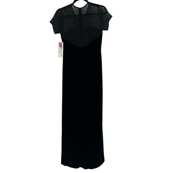 Vintage Betsy and Adam Mesh Top Black Velvet Formal Dress Size 8 Y2K Bedazzled - Picture 6 of 10